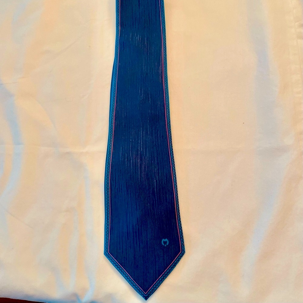 Mila Schon luxury blue designer silk neck tie